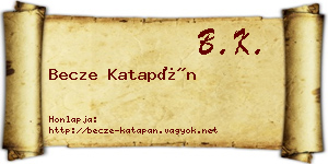 Becze Katapán névjegykártya